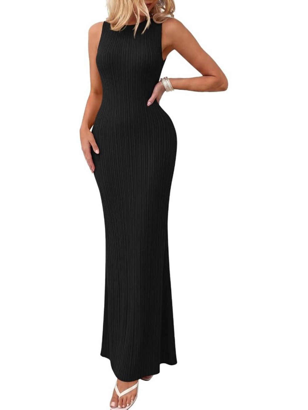 Chic Women's Knit Bodycon Maxi Dress for Parties, Casual Outings & Events